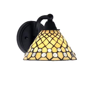 Madison 7 in. 1-Light Matte Black Wall Sconce with Standard Shade
