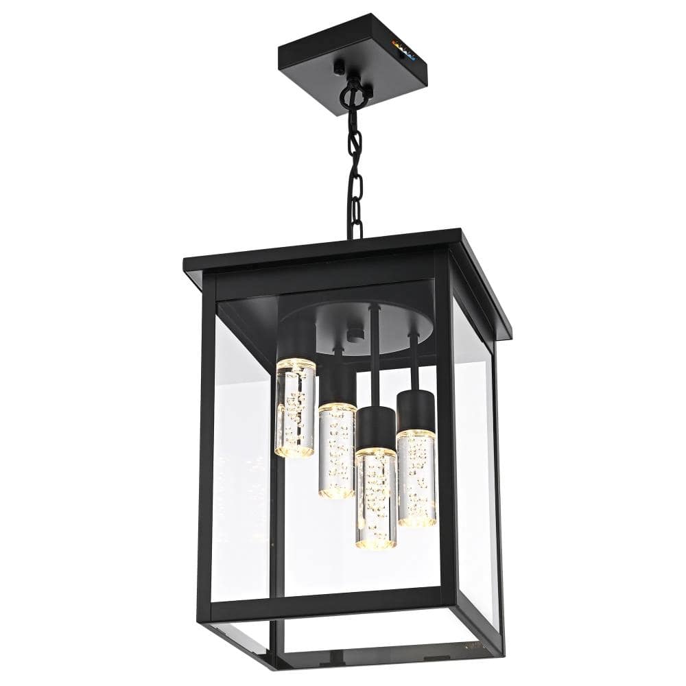 Black Outdoor Pendant Light Fixture Hanging Lantern for Porch Waterproof Ceiling Lamp with Clear Glass price history on PriceWatchPro