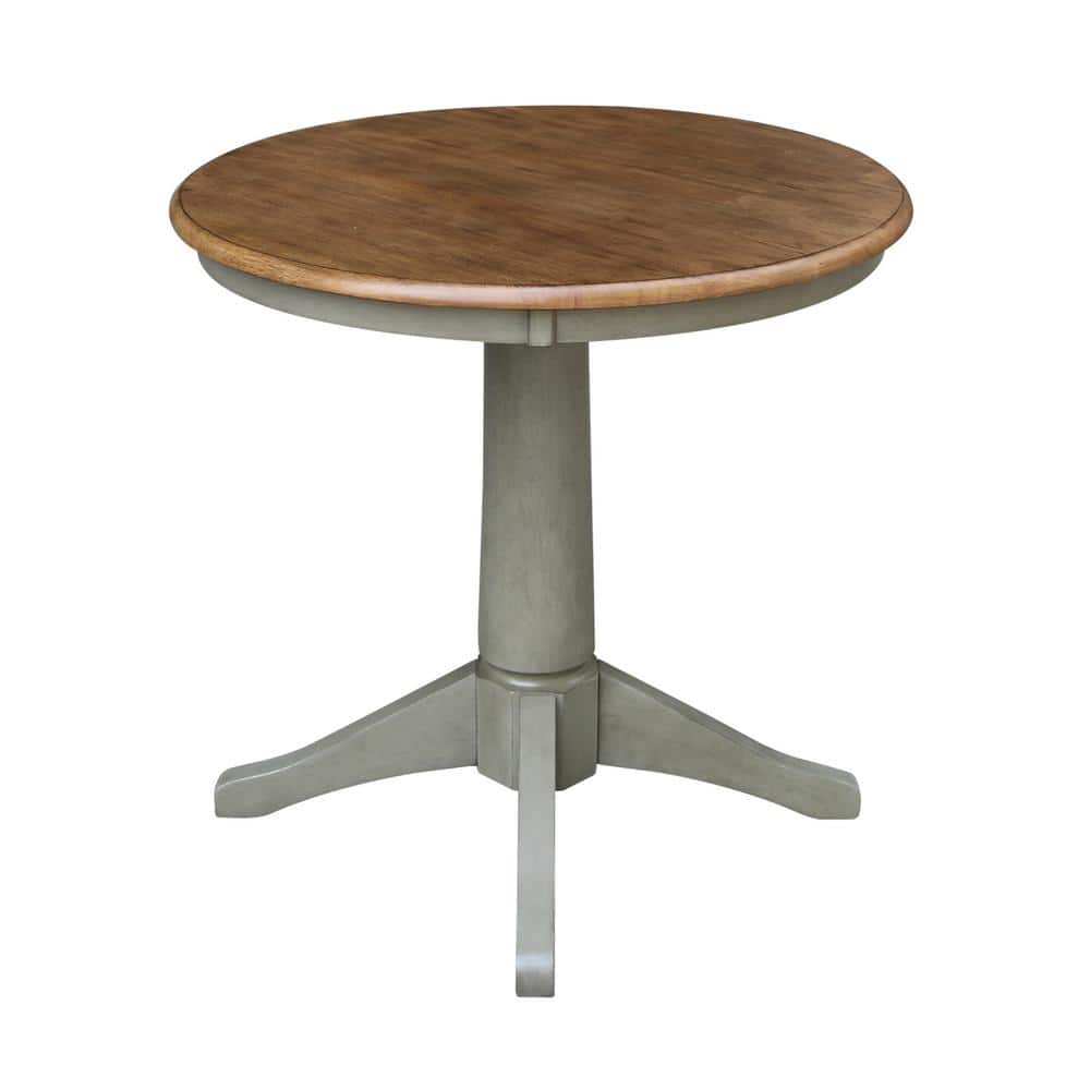 Distressed Hickory Stone 33" Round Solid Wood French Country Dining Table