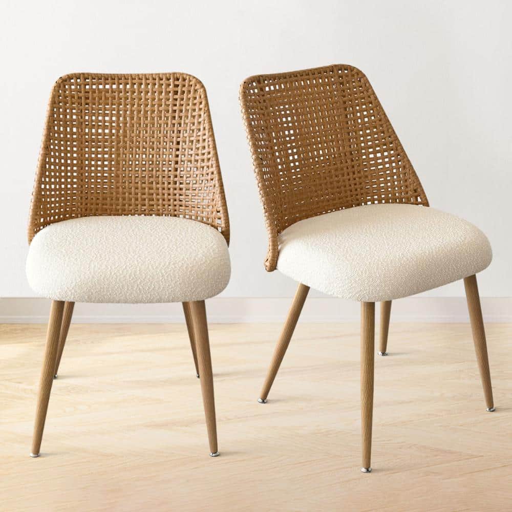 Rattan Dining Chairs Set of 2, Woven Back Kitchen Chairs, Mid-Century Dining Chair with Thick Cushion price history on PriceWatchPro