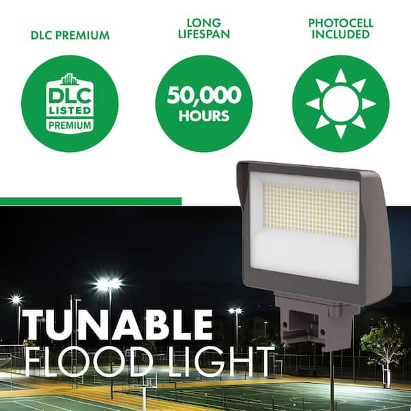 Selectable Color Temperature 250-Watt Equivalent 14500 Lumen 130-Degree Bronze Dusk to Dawn Integrated LED Flood Light