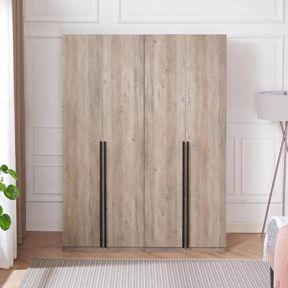 Manhattan Comfort Lee Rustic Grey 63 in. Freestanding Wardrobe with 1