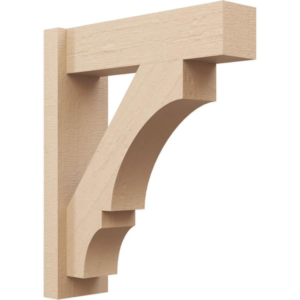 Ekena Millwork 6 in. x 24 in. x 20 in. Balboa Block Rough Cedar Woodgrain Timberthane Polyurethane Outlooker, Primed Tan