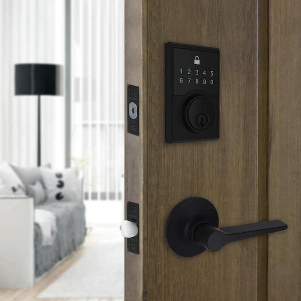 Defiant - Square Matte Black Compact Touch Electronic Single Cylinder Deadbolt