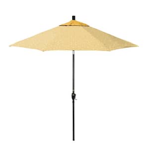 9 ft. Stone Black Aluminum Market Patio Umbrella with Crank Lift Push-Button Tilt in Palmetto Sawgrass Pacifica Premium