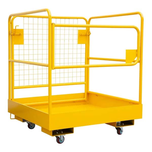 Forklift Safety Cage 36 in. x 36 in. 1200 lbs. Capacity-w/4 Wheels for Warehouse and Construction Platforms
