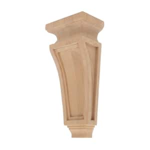 3-5/8 in. x 8 in. x 2-3/8 in. Unfinished Small Hand Carved North American Solid Alder Mission Wood Corbel