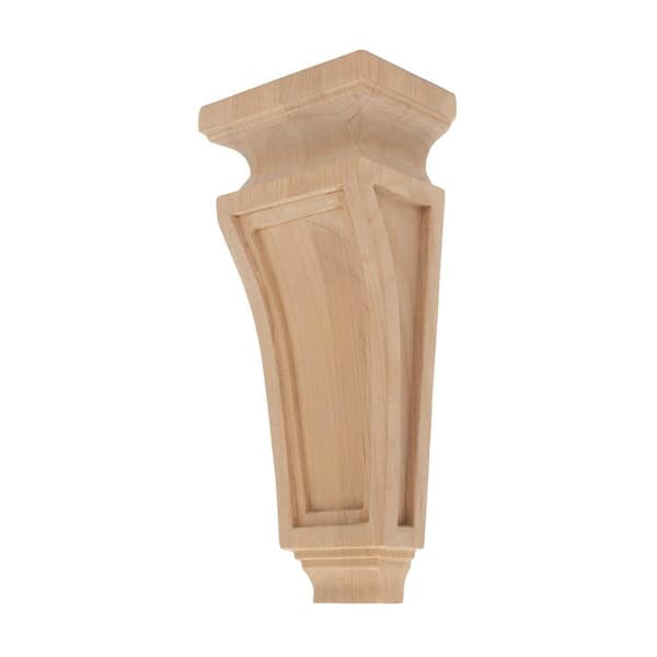American Pro Decor 3-5/8 in. x 8 in. x 2-3/8 in. Unfinished Small Hand Carved North American Solid Alder Mission Wood Corbel