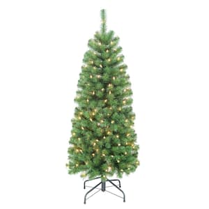 4.5 ft. Green Pre-Lit Pencil Northern Fir Artificial Christmas Tree with 150-Lights
