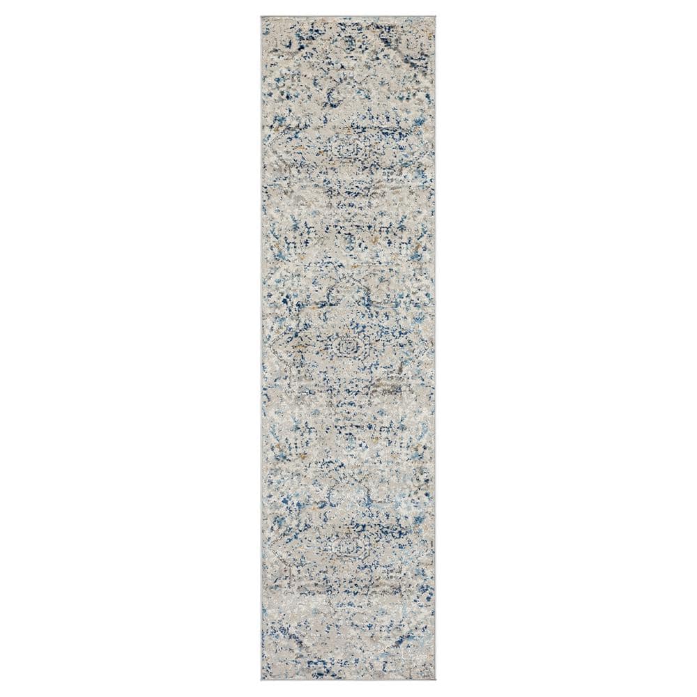 Mohawk Home Braswell White/Dark Blue 1 ft. 11 in. x 7 ft. 6 in ...