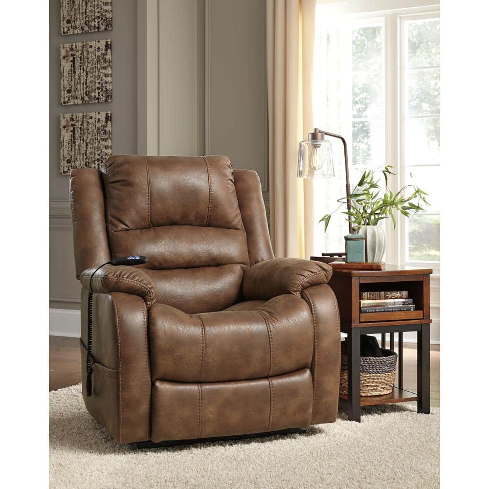 UPC 024052338843 product image for Yandel Brown Faux Leather Power Lift Recliner | upcitemdb.com