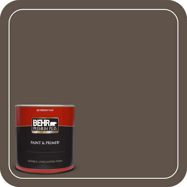 BEHR PREMIUM PLUS 1 qt. #ECC-12-3 Shadow Wood Flat Exterior Paint & Primer