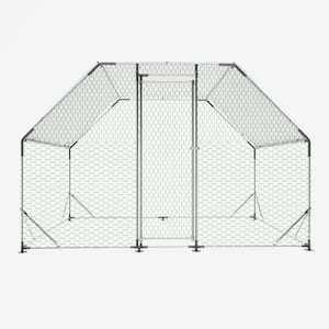9.94 ft. L x 6.46 ft. W x 6.36 ft. Metal Large Walk-In Chicken Coop UV and Water Resistant, Flat Top Design