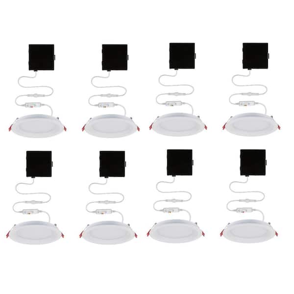 Commercial Electric Slim Baffle Integrated LED 6 in Round Adj Color Temp Canless Recessed Light for Kitchen Bath Living rooms, White 8-Pack