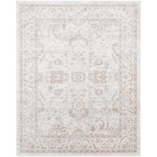 Astra Machine Washable Grey 9 ft. x 12 ft. Medallion Traditional Area Rug