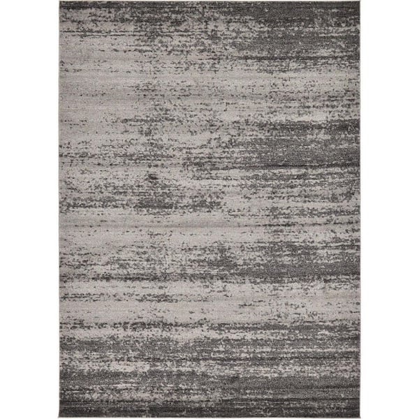 Unbranded Dark Gray Polypropylene 6 ft. x 9 ft. Solid Color Indoor Area Rug