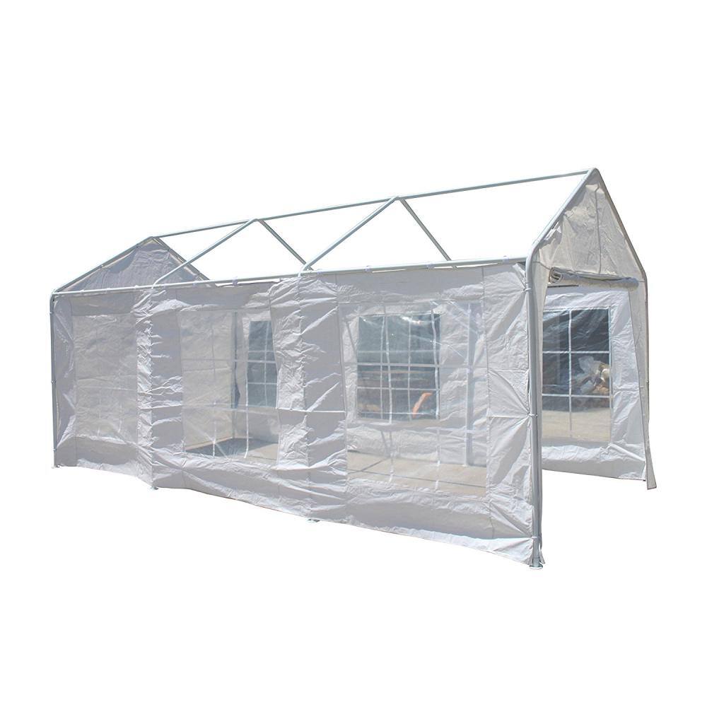 10' or 18' Opening End Poly Tarp Heavy Duty Canopy Carport Back Wall Panel White 