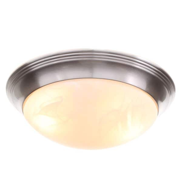 Progress Lighting Alabaster Glass Collection 2-Light Brushed Nickel Flush Mount