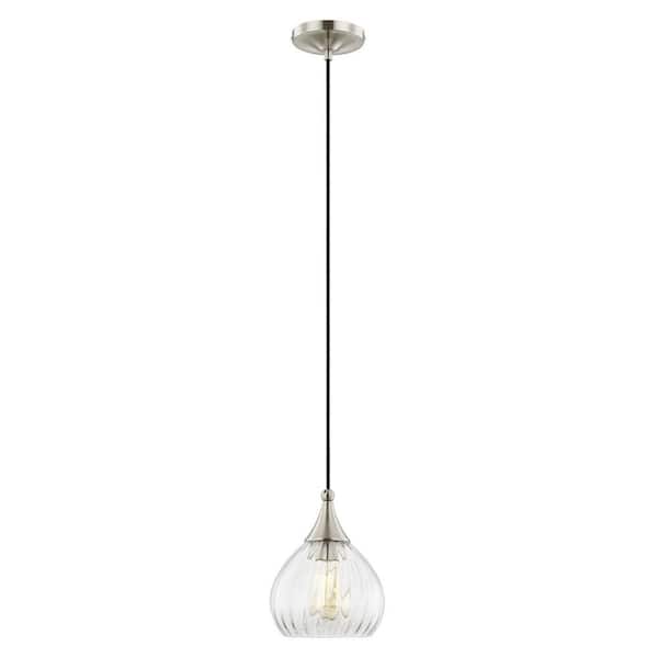 AVIANCE LIGHTING Midland 1-Light Brushed Nickel Mini Pendant with Clear Glass