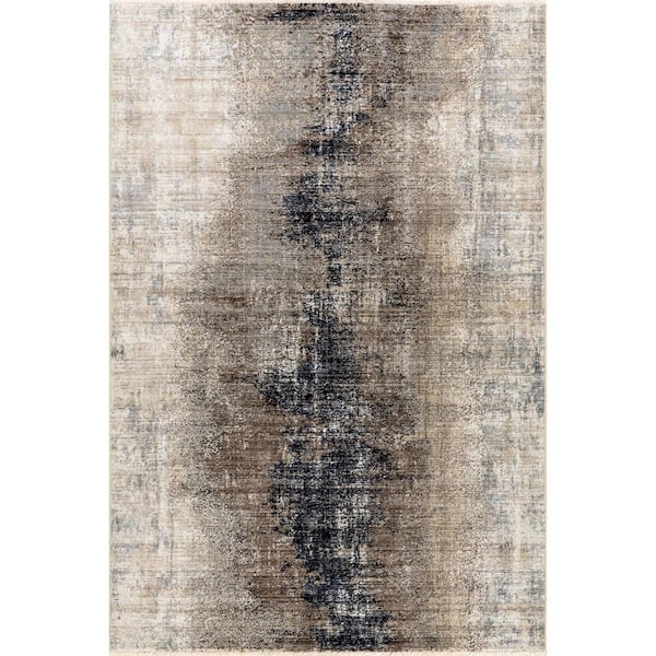 Rhae Contemporary Abstract Navy 10 ft. x 13 ft. Indoor/Outdoor Patio Area Rug