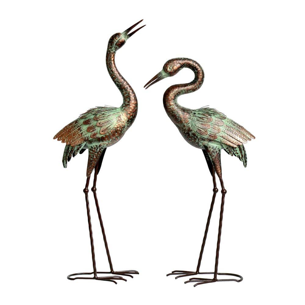 Garden Crane Statues, Heron Sculptures for Outdoor, Decor Metal Bird, Patin