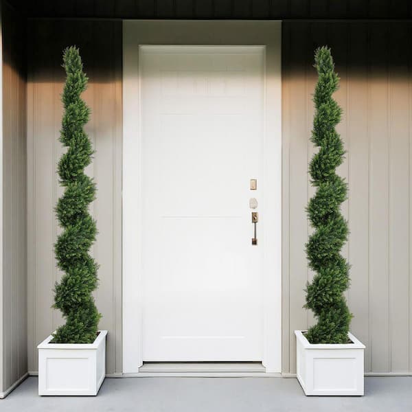 7 ft. Outdoor Artificial Evergreen Two-Tone Spiral-Shaped Potted