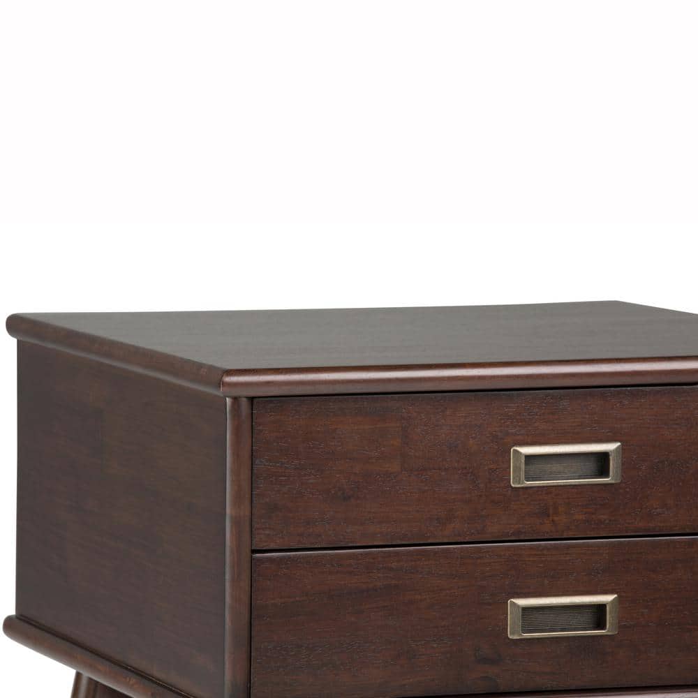 Draper Medium Auburn Brown Wood Side Table with Storage