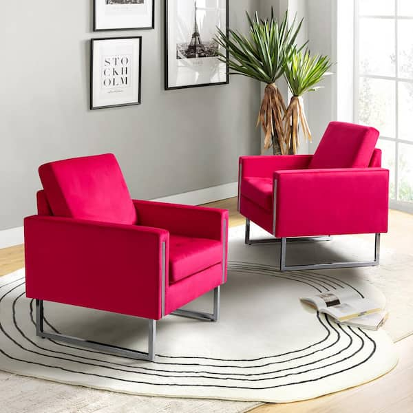 JAYDEN CREATION MδContemporary Classic Velvet Accent Fuchsia Armchair  Tufted Padded Cushion and Gold Metal Legs for Living Room Bedroom  CHWH0284-FUCHSIA - The Home Depot