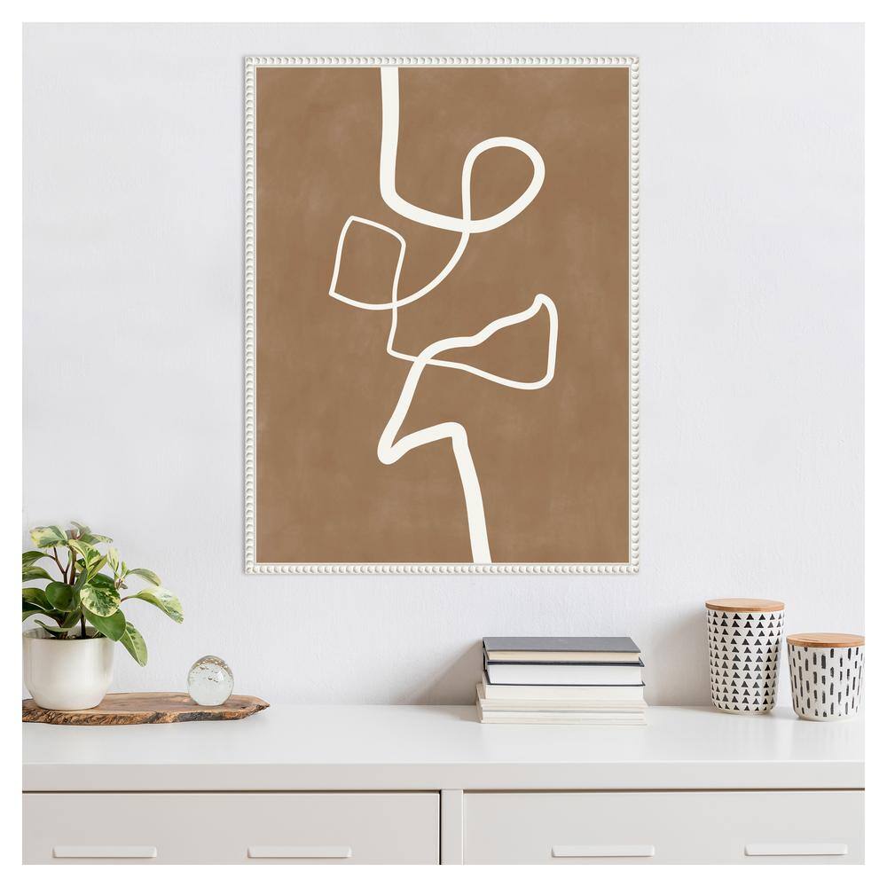 Beaded Framed Abstract Brown and White Canvas Art