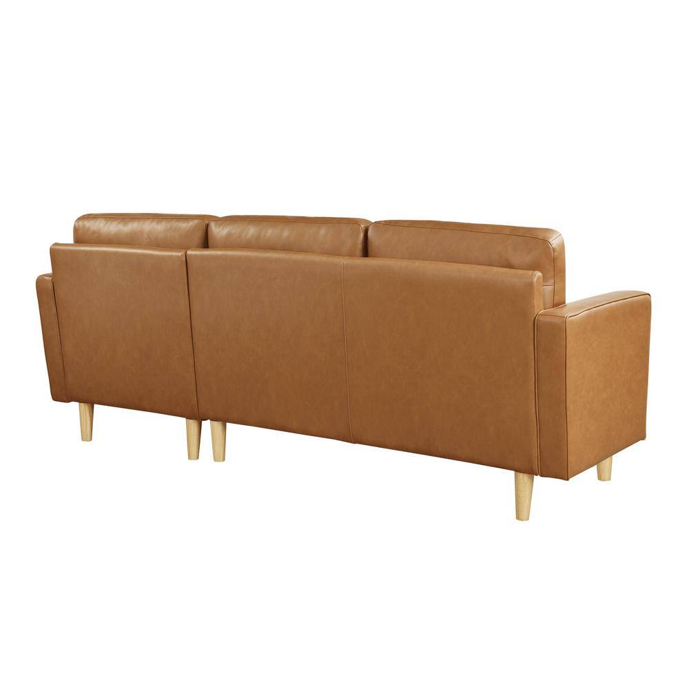 Carmel Tufted Faux Leather Sofa Chaise with Ottoman