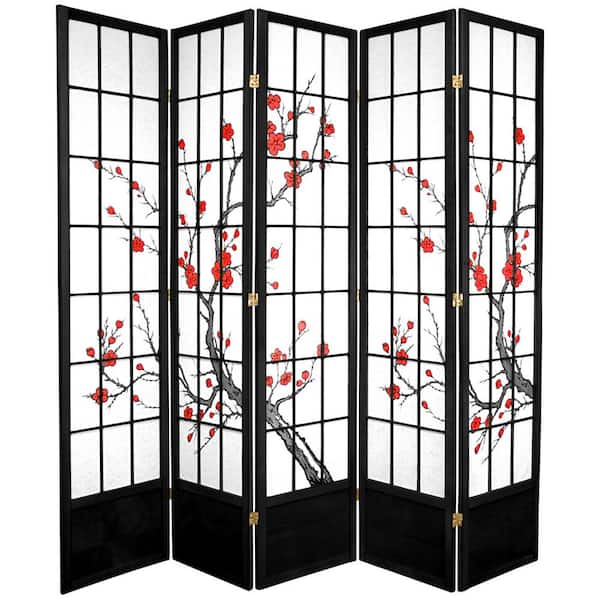 7 ft. Black 5-Panel Room Divider
