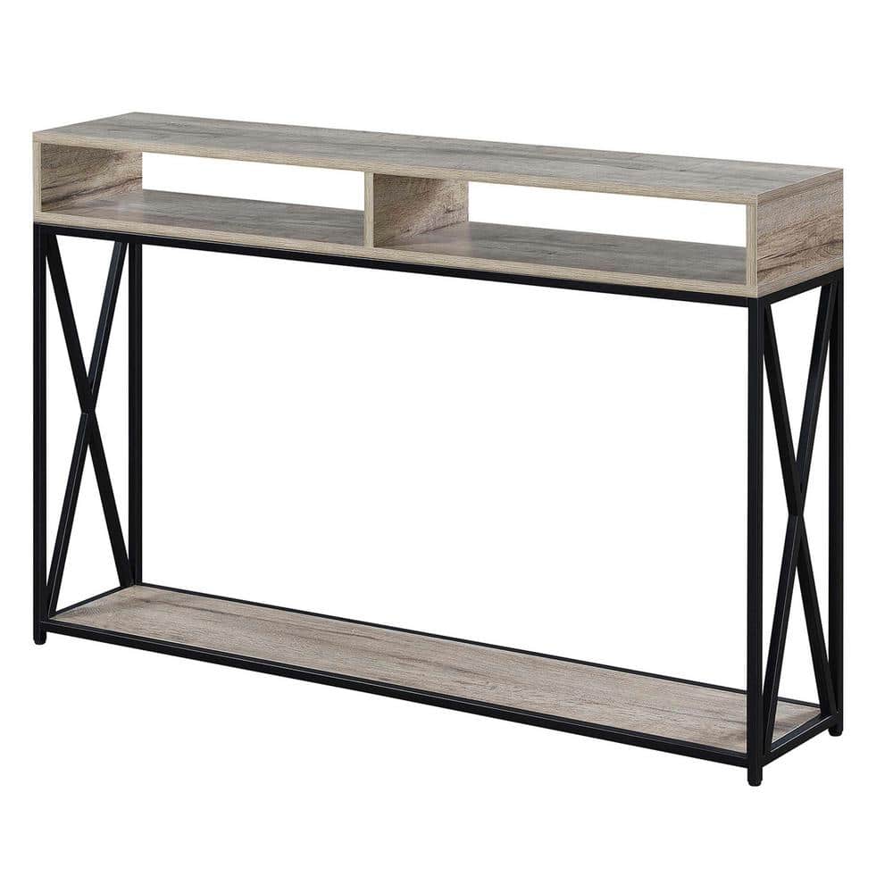 Sandstone and Black 48" Wood Metal Console Table with Storage