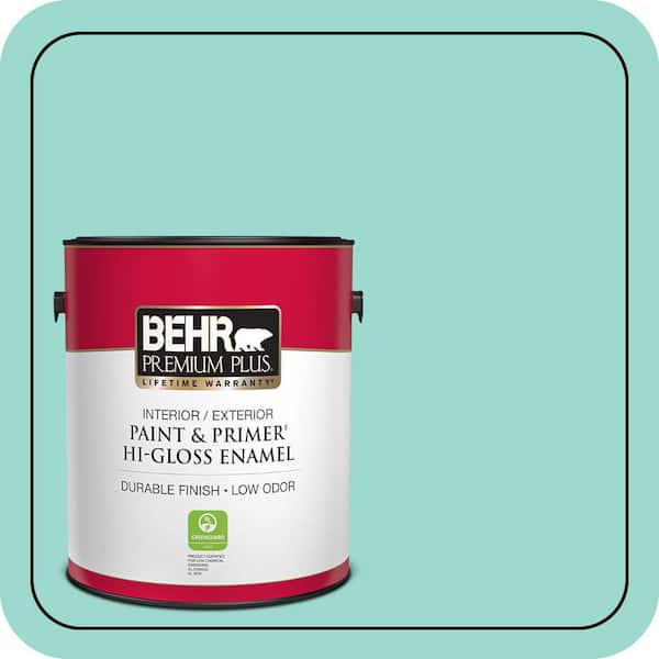 BEHR PREMIUM PLUS 1 gal. #P440-3 Fish Pond Hi-Gloss Enamel Interior/Exterior Paint & Primer