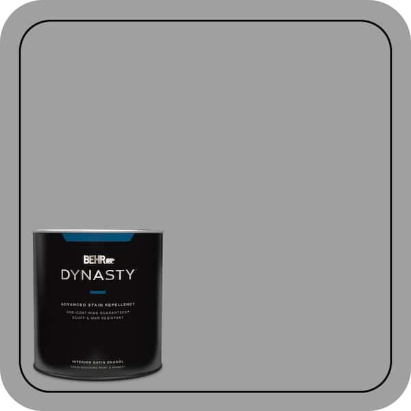 BEHR DYNASTY 1 qt. #PPU26-06 Elemental Gray Satin Enamel Interior Stain-Blocking Paint and Primer