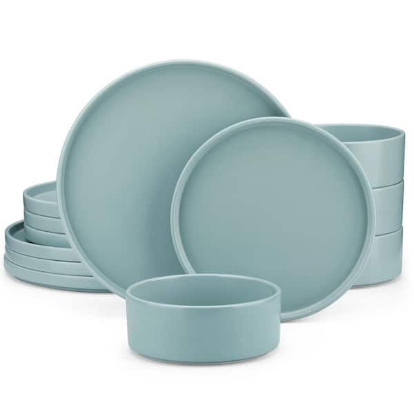 MALACASA VENUS 12-Pieces Blue Stoneware Dinnerware Set, Service for 4