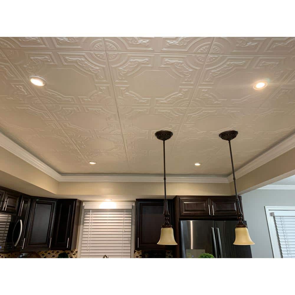 Evergreen White Polystyrene Glue-up Ceiling Tile