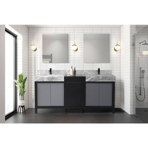 Lexora Zilara 72 in W x 22 in D Black and Grey Double Bath Vanity Lexora Zilara 72 in W x 22 in D Black and Grey Double Bath Vanity