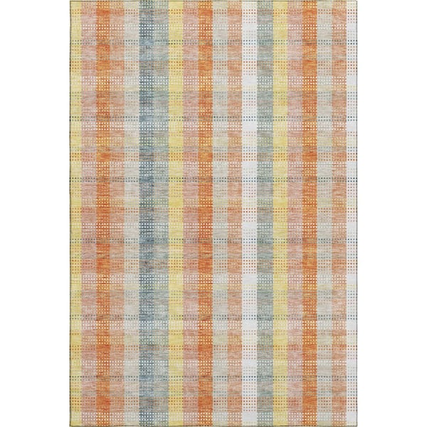 Mayfield Premium Machine Washable Abstract AMF966 Peach 5 ft. x 7 ft. 6 in. Area Rug