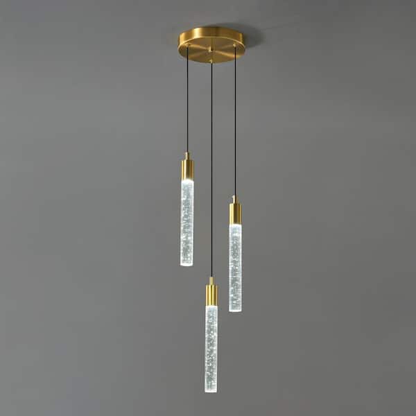 Zevni Mid-Century Modern 9.8 in. 1-Light Gold Kitchen Island