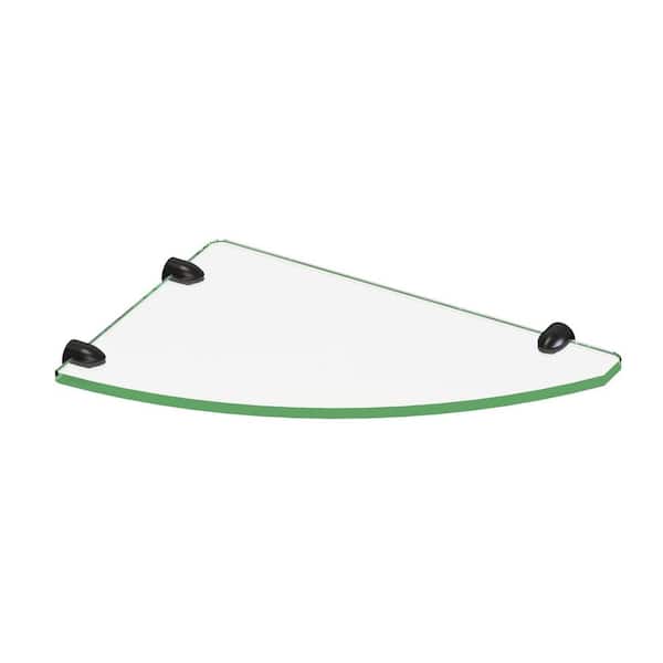DreamLine 12 in. x 8 in. Corner Glass Shelf in Matte Black