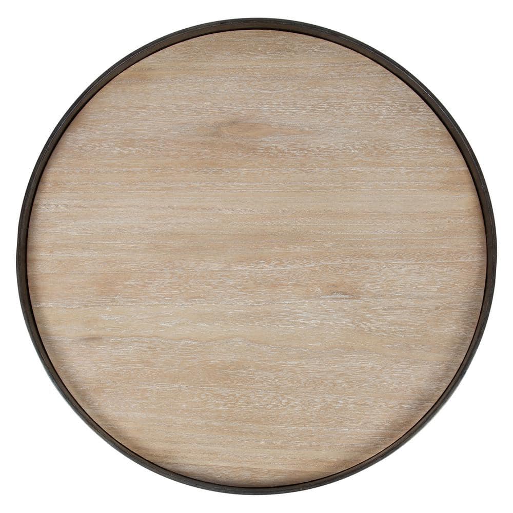 Zabel 24" Round Natural Wood and Metal End Table