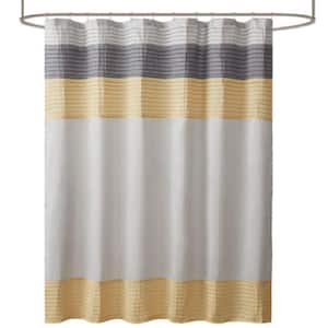 Lightweight 72 in. W x 72 in. L Faux Silk Polyester Shower Curtain Sets in Yellow