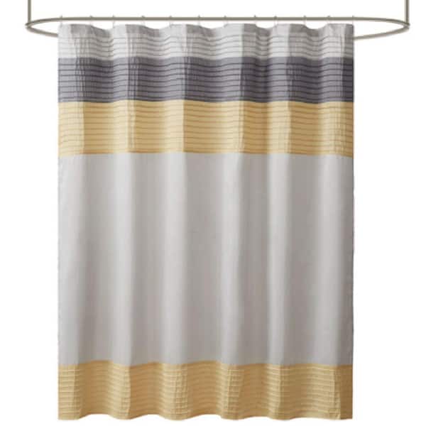 Aoibox Lightweight 72 in. W x 72 in. L Faux Silk Polyester Shower Curtain Sets in Yellow