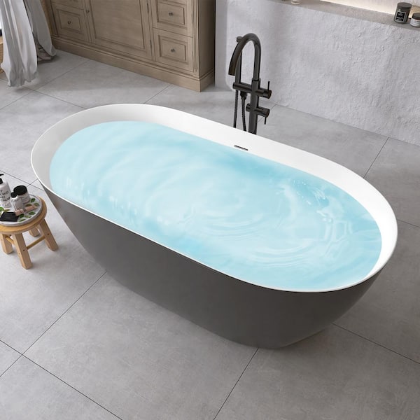 Bindas様 NTQ 59 in. x 30 in. Free Standing Tub Oval Freestanding Soaking