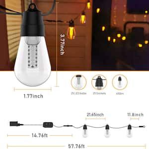 25-Light 48 ft. Outdoor Plug-in Integrated LED Edison String-Light with Dimmer Timer, Bluetooth App Control