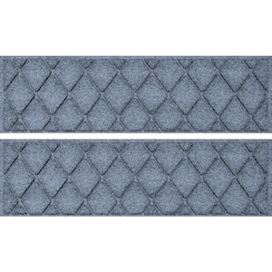 Waterhog Argyle Bluestone 8.5 in. x 30 in. PET Polyester Indoor Outdoor Stair Tread Cover (Set of 4)