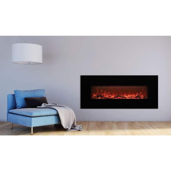 EdenBranch 50 in. LED Wall-Mounted Electric Fireplace with Log Wood Effect