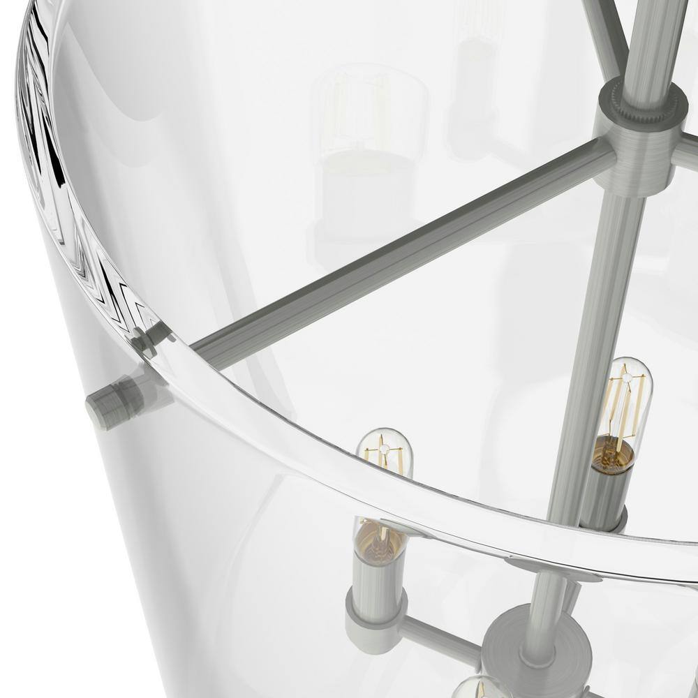 Brushed Nickel 4-Light Clear Glass Pendant
