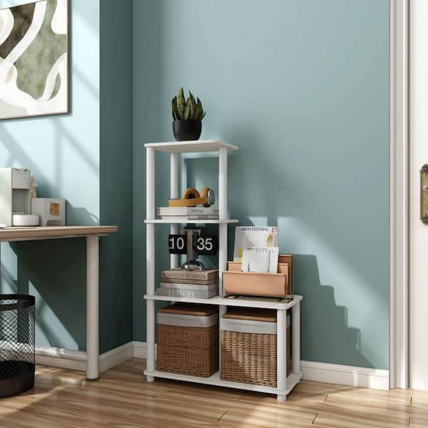 Furniture of America Quincy 44.2 in. Tall White Engineered Wood 6-Shelf Modular Bookcase With Support Rods
