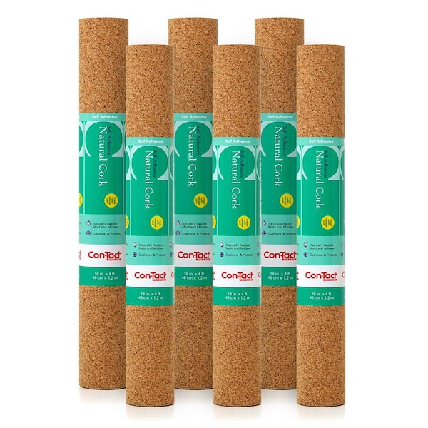 Con-Tact Natural Cork 18 in. x 4 ft. Adhesive Shelf Liner (Set of 6)